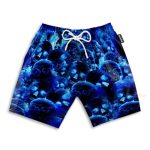 Blue Skull Men'S Button Up Shirts Hawaiian Shirt & Beach Shorts