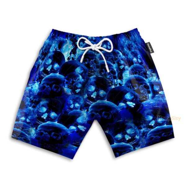 Blue Skull Men'S Button Up Shirts Hawaiian Shirt & Beach Shorts