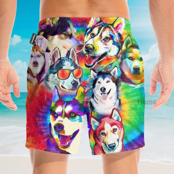 It'S A Husky Not A Freaking Wolf Colorful Pattern Hawaiian Shirt & Beach Shorts