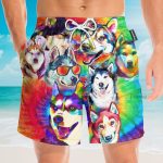 It'S A Husky Not A Freaking Wolf Colorful Pattern Hawaiian Shirt & Beach Shorts
