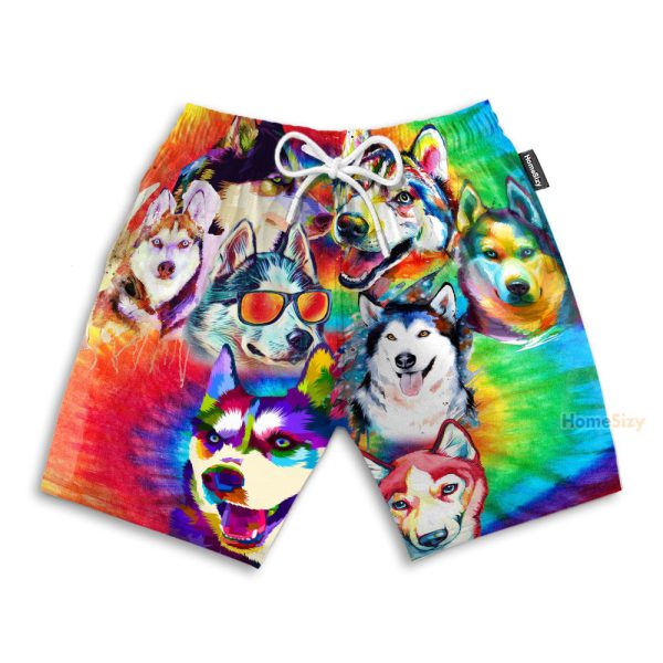 It'S A Husky Not A Freaking Wolf Colorful Pattern Hawaiian Shirt & Beach Shorts