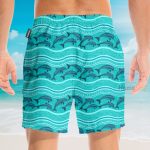 Dolphin Wave Pattern Blue Ocean Hawaiian Shirt & Beach Shorts