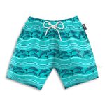 Dolphin Wave Pattern Blue Ocean Hawaiian Shirt & Beach Shorts