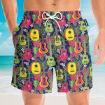 Colorful Fruit Ukulele Tropical Pattern Hawaiian Shirt & Beach Shorts