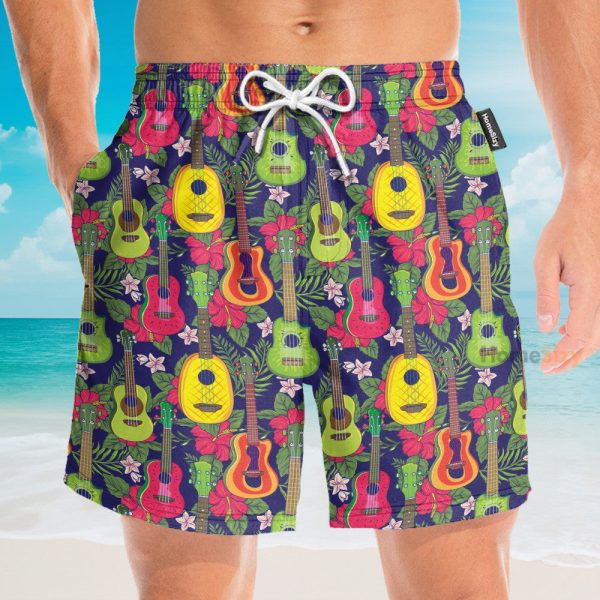 Colorful Fruit Ukulele Tropical Pattern Hawaiian Shirt & Beach Shorts