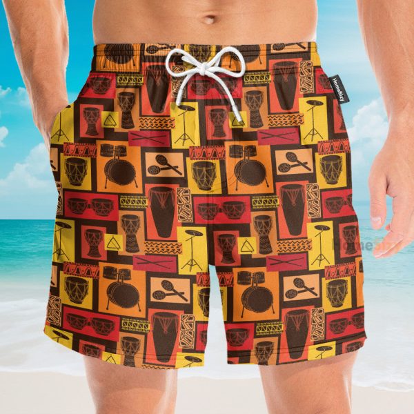Drums Percussion Sets Egyptian Hawaiian Shirt & Beach Shorts