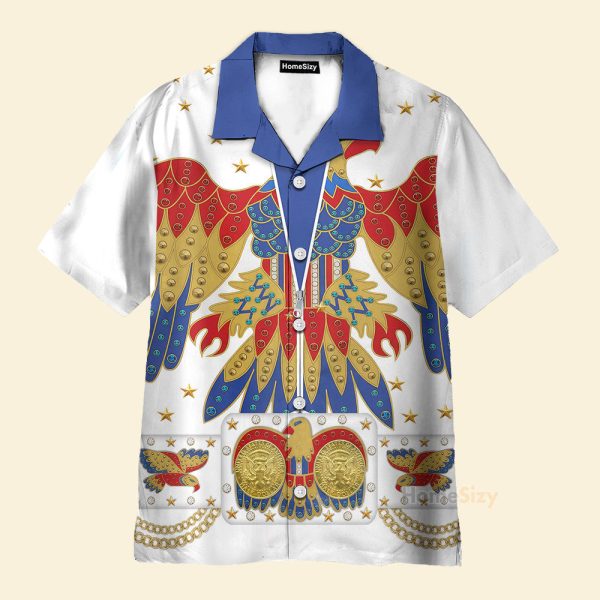 Elvis Presley Eagle Cosplay Costume Hawaiian Shirt Cselv007