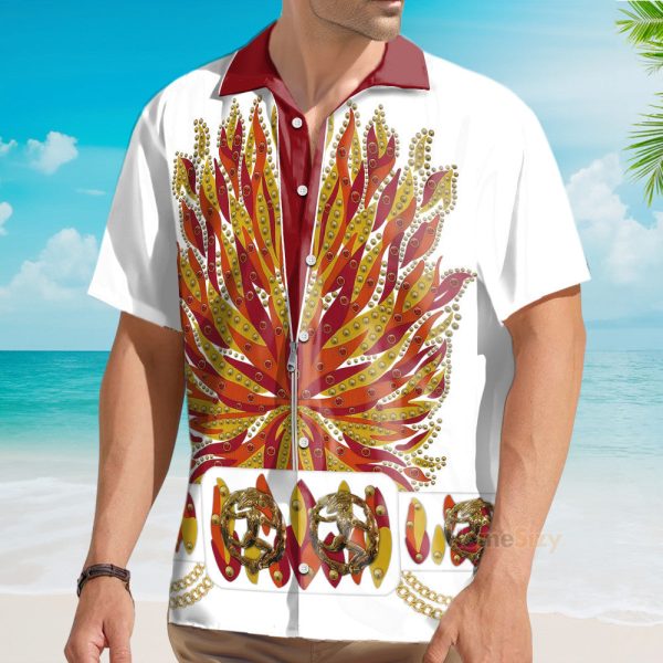 Elvis Presley Flame Cosplay Costume Hawaiian Shirt Cselv011