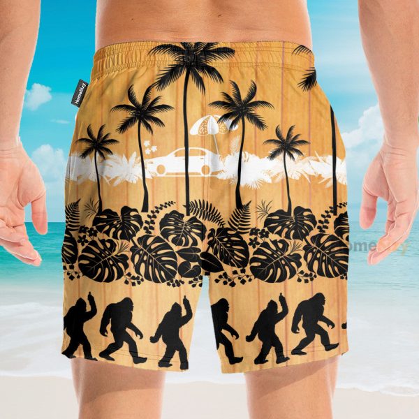 Tropical Palm Bigfoot Men'S Button'S Up Shirts Hawaiian Shirt & Beach Shorts