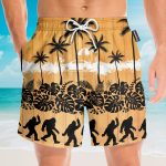 Tropical Palm Bigfoot Men'S Button'S Up Shirts Hawaiian Shirt & Beach Shorts