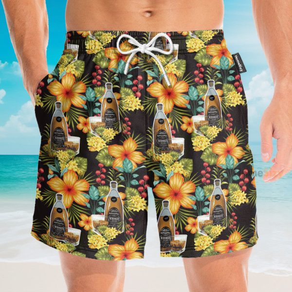 Paradies Whisky Party Tropical Flowers Pattern Hawaiian Shirt & Beach Shorts