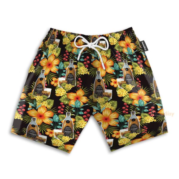 Paradies Whisky Party Tropical Flowers Pattern Hawaiian Shirt & Beach Shorts