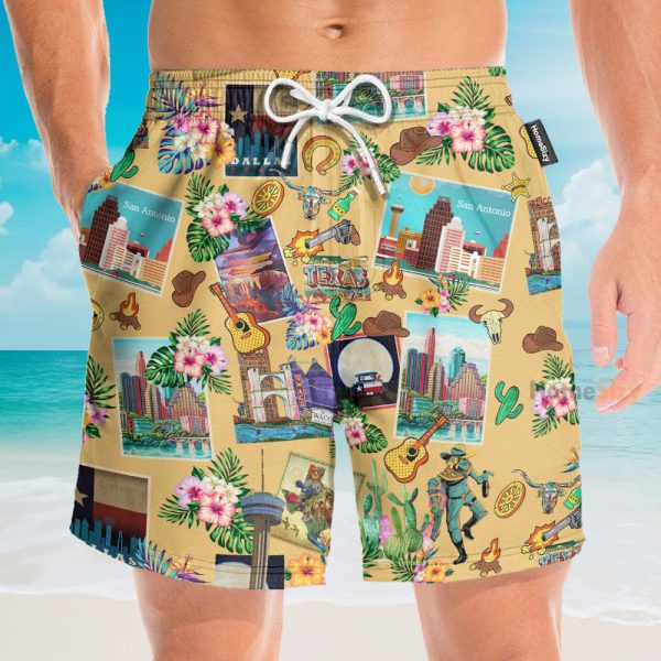 Texas Peace Life Style Men'S Button'S Up Shirts Hawaiian Shirt & Beach Shorts