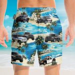 Police Cars On The Beach Tropical Hawaiian Shirt & Beach Shorts