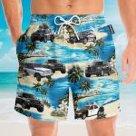 Police Cars On The Beach Tropical Hawaiian Shirt & Beach Shorts