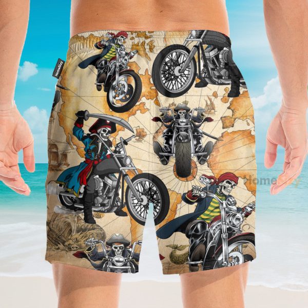 Skull Motorcycle Men'S Button'S Up Shirts Hawaiian Shirt & Beach Shorts