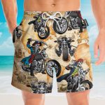 Skull Motorcycle Men'S Button'S Up Shirts Hawaiian Shirt & Beach Shorts