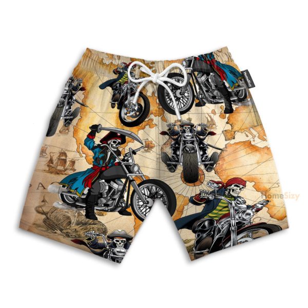 Skull Motorcycle Men'S Button'S Up Shirts Hawaiian Shirt & Beach Shorts