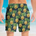 Skull Pineapple Tropical Leaves Pattern Hawaiian Shirt & Beach Shorts