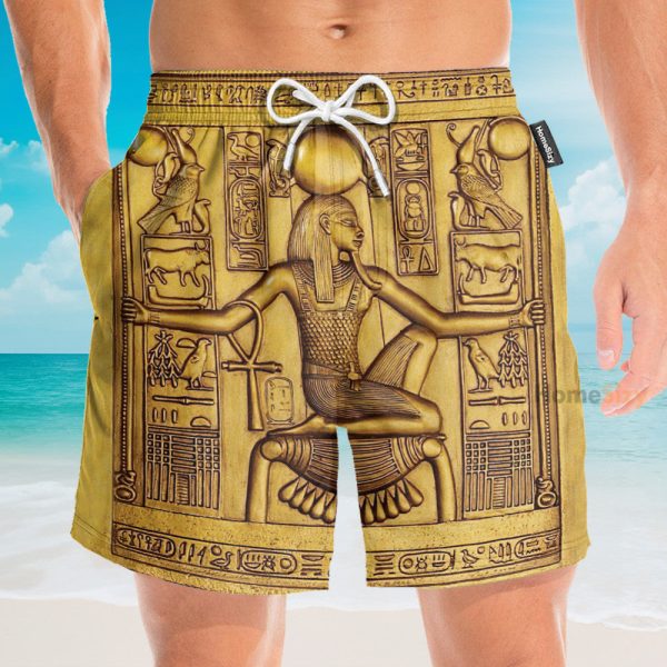 Ancient Egypt Pharaoh Men'S Button'S Up Shirts Hawaiian Shirt & Beach Shorts