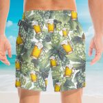 Hops And Craft Beer In Tropical Green Leaves Hawaiian Shirt & Beach Shorts