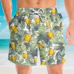 Hops And Craft Beer In Tropical Green Leaves Hawaiian Shirt & Beach Shorts
