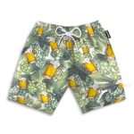 Hops And Craft Beer In Tropical Green Leaves Hawaiian Shirt & Beach Shorts