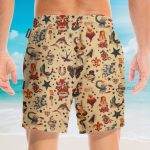 Old School Tatoo Summer Men'S Button'S Up Shirts Hawaiian Shirt & Beach Shorts