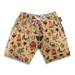 Old School Tatoo Summer Men'S Button'S Up Shirts Hawaiian Shirt & Beach Shorts