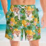 Tropical Pineapple Shiba Funny Button'S Up Shirts Hawaiian Shirt & Beach Shorts