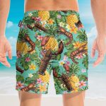 Lobster Tropical Leaves Pattern Hawaiian Shirt & Beach Shorts