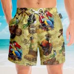 Pirate Parrot Men'S Button'S Up Shirts Hawaiian Shirt & Beach Shorts