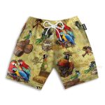 Pirate Parrot Men'S Button'S Up Shirts Hawaiian Shirt & Beach Shorts