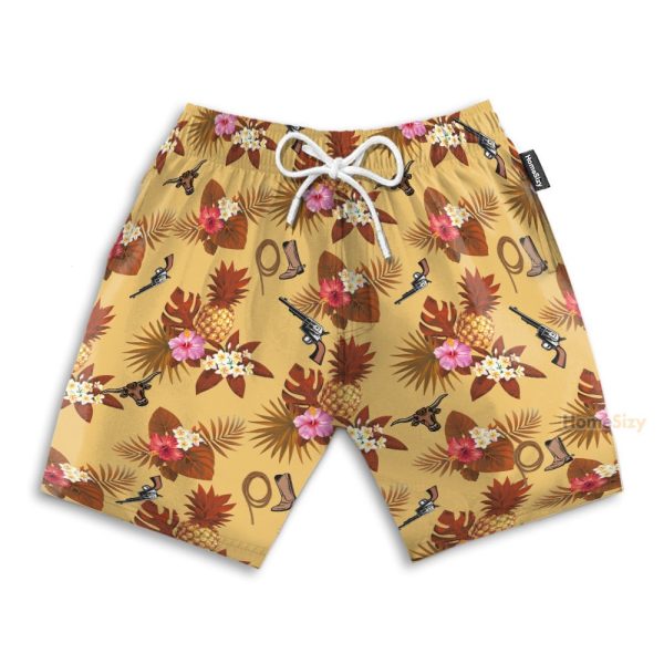 Cowboy Guns, Ropes, Boots Men'S Button'S Up Shirts Hawaiian Shirt & Beach Shorts