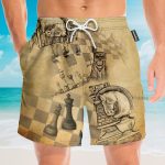 Chess Skull Men'S Button'S Up Shirts Hawaiian Shirt & Beach Shorts