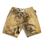 Chess Skull Men'S Button'S Up Shirts Hawaiian Shirt & Beach Shorts