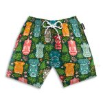 Tiki Tropical Green Men'S Button'S Up Shirts Hawaiian Shirt & Beach Shorts