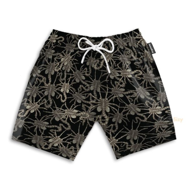 Alien Face Hugger Men'S Button'S Up Shirts Hawaiian Shirt & Beach Shorts