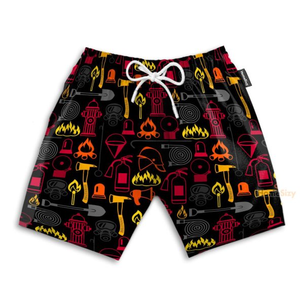 Firefighter Men'S Button'S Up Shirts Hawaiian Shirt & Beach Shorts