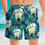 Bigfoot Footprint Men'S Button'S Up Shirts Hawaiian Shirt & Beach Shorts