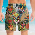 Tiki Head Men'S Button'S Up Shirts Hawaiian Shirt & Beach Shorts