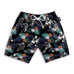 Hockey In Tropical Green Leaves Hawaiian Shirt & Beach Shorts