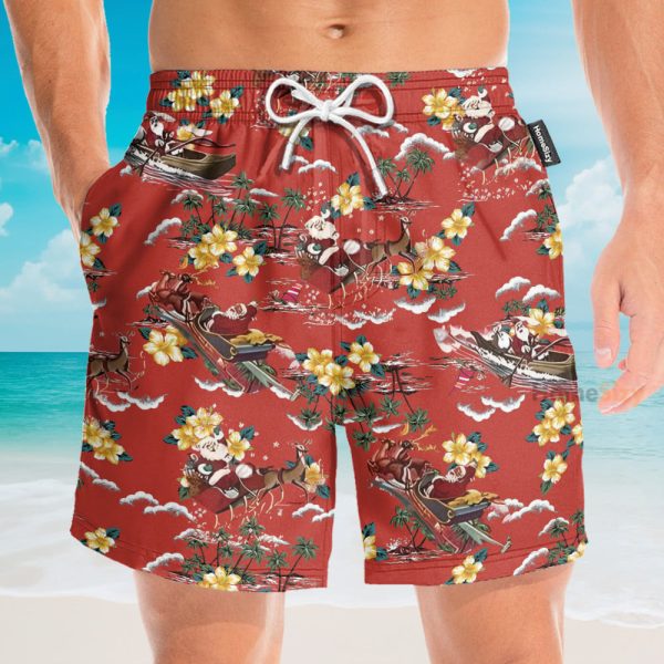 Christmas Santa Men'S Button'S Up Shirts Hawaiian Shirt & Beach Shorts