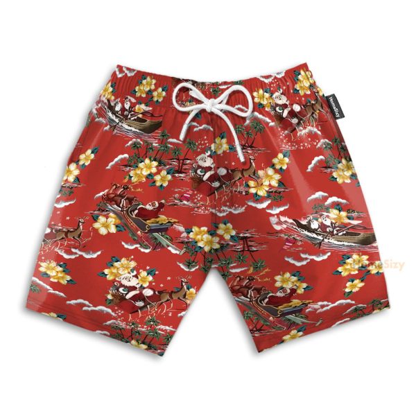 Christmas Santa Men'S Button'S Up Shirts Hawaiian Shirt & Beach Shorts