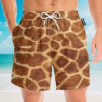 Giraffe Cosplay Costume Funny Button'S Up Shirts Hawaiian Shirt & Beach Shorts