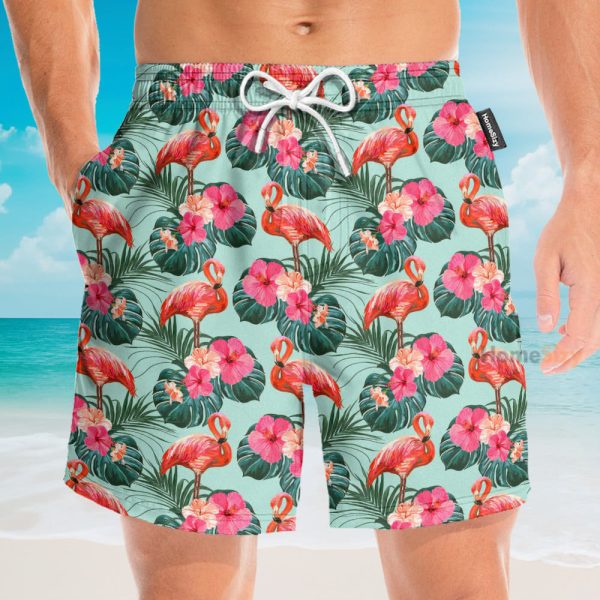 Flamingo Beautiful Floral Hawaiian Shirt & Beach Shorts
