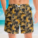 Tiger Fancy Black Japanese Style Hawaiian Shirt & Beach Shorts