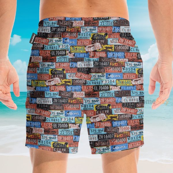 Vintage License Plate Number Hawaiian Shirt & Beach Shorts