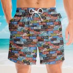 Vintage License Plate Number Hawaiian Shirt & Beach Shorts