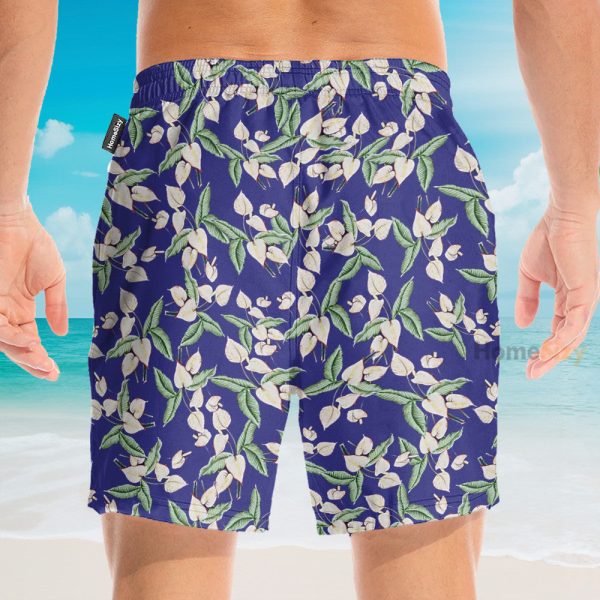 Tom Selleck Magnum Pi Movie Mini Anthurium Blue Cosplay Costume Hawaiian Shirt & Beach Shorts